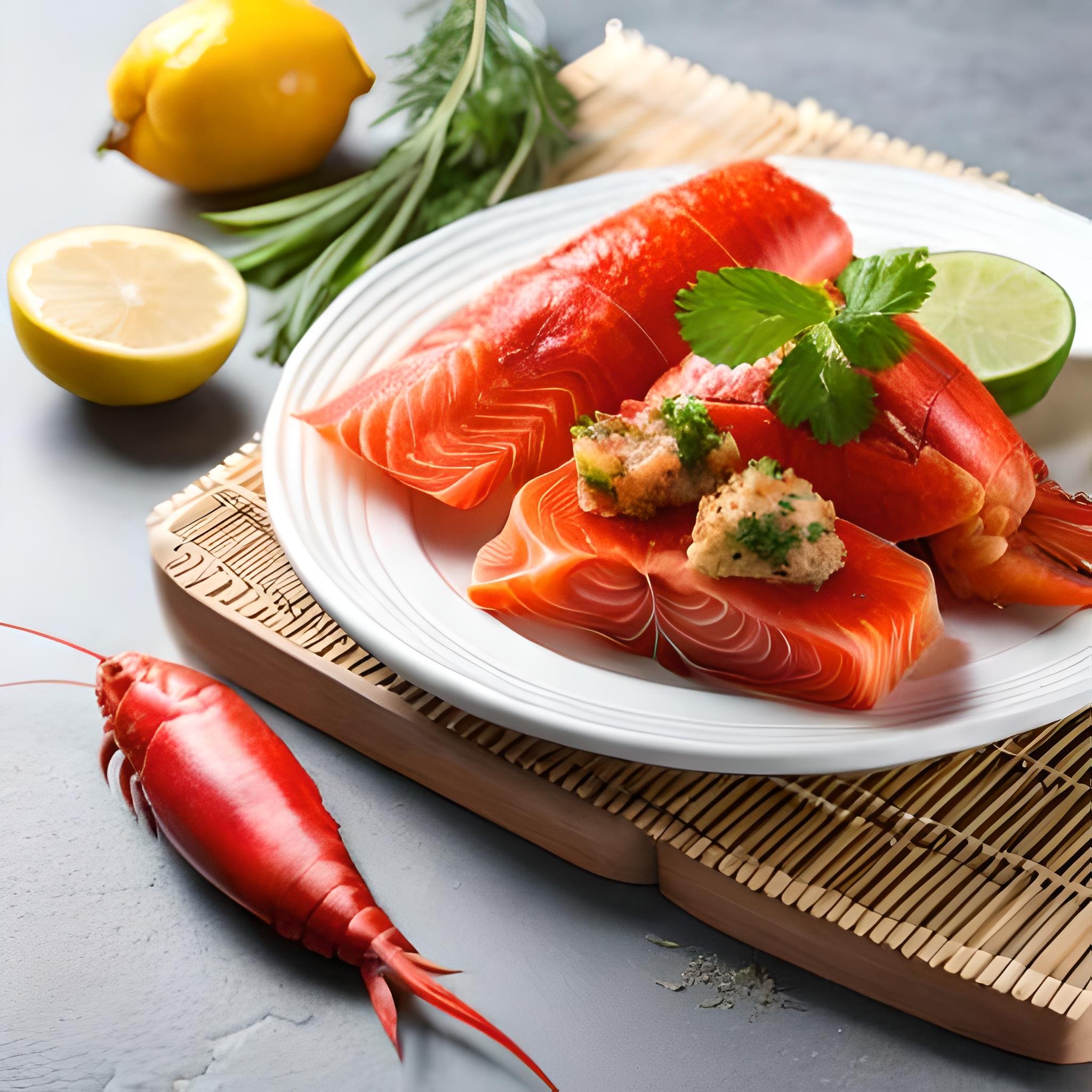 Alimentos com astaxantina como Salmão e lagosta.